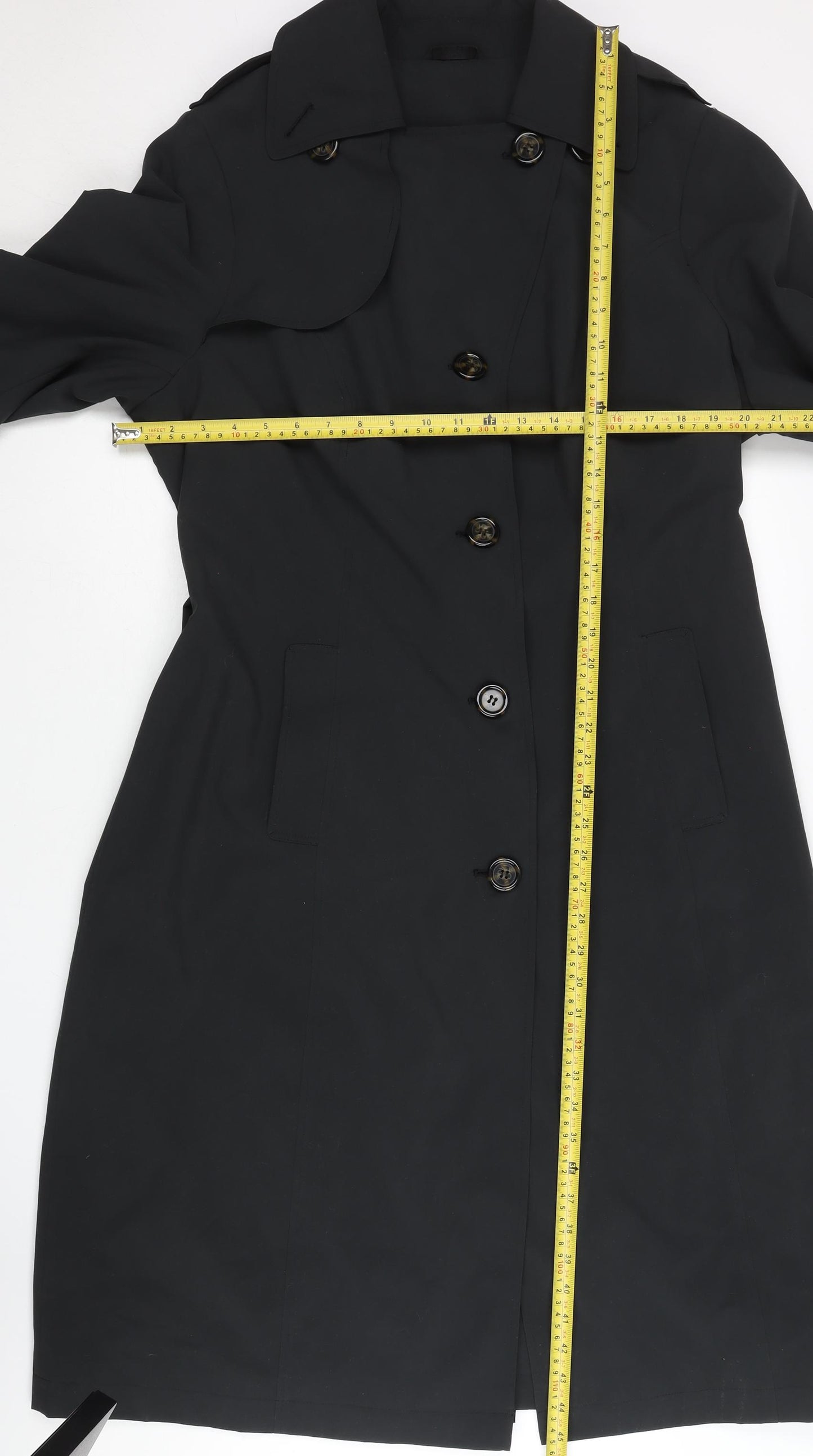 Marks and Spencer Women Black Size 20 Long Trench Coat Belted