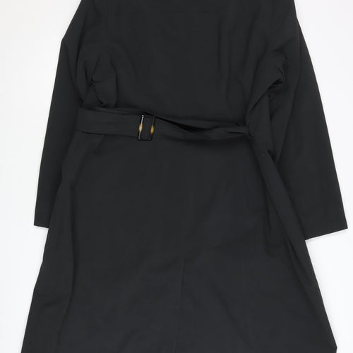 Marks and Spencer Women Black Size 20 Long Trench Coat Belted