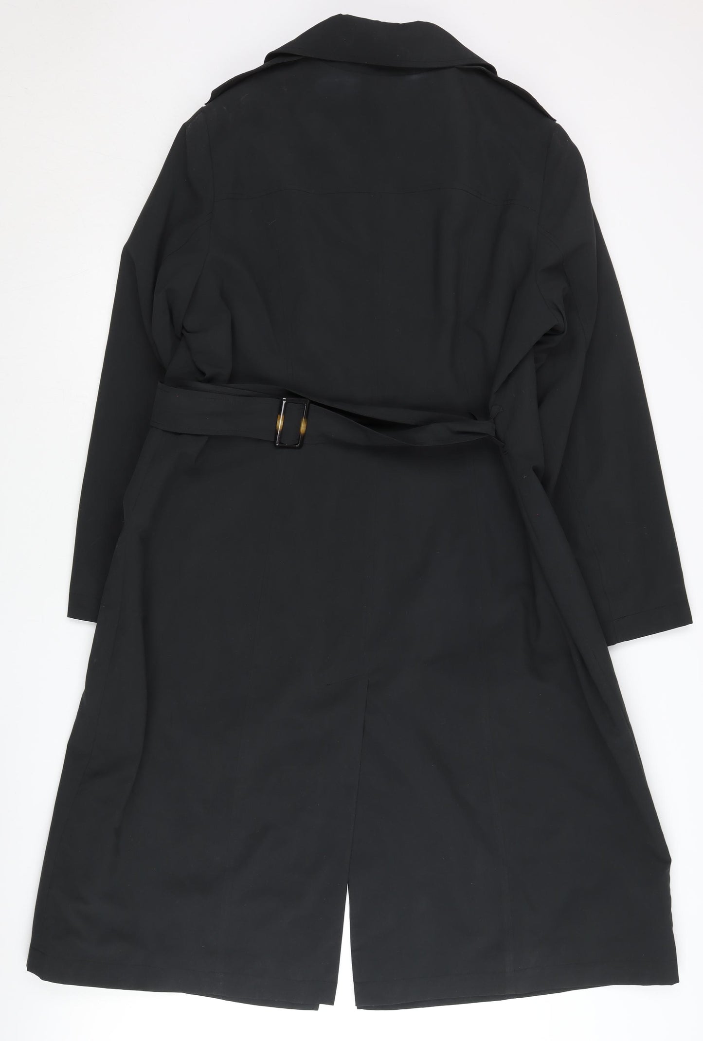 Marks and Spencer Women Black Size 20 Long Trench Coat Belted
