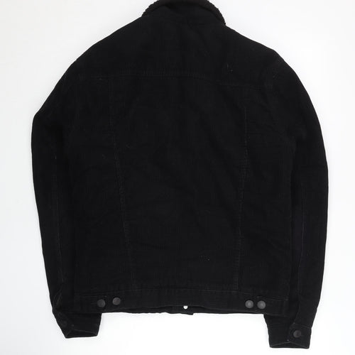 New Look Women Black Corduroy Jacket S Collared Lined Casual