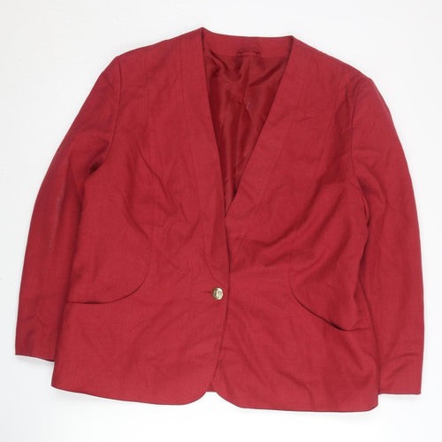 St. Bernard Womens Red Size 20 Regular Fit Single Breasted Blazer