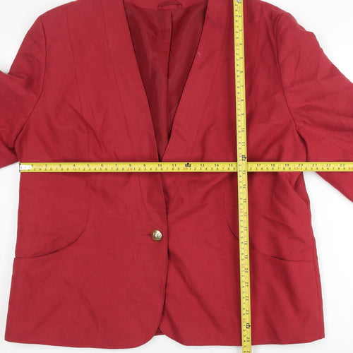 St. Bernard Womens Red Size 20 Regular Fit Single Breasted Blazer