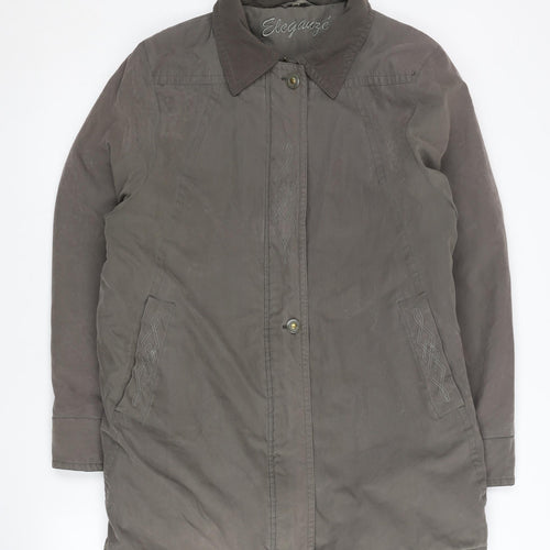 Eleganzé Womens Brown Mid-Length Overcoat Size 14 Lined Casual Jacket