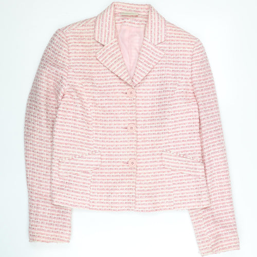 Todays Woman Womens Pink Bouclé Suit Jacket UK 10 Single Breasted