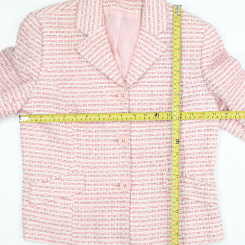 Todays Woman Womens Pink Bouclé Suit Jacket UK 10 Single Breasted