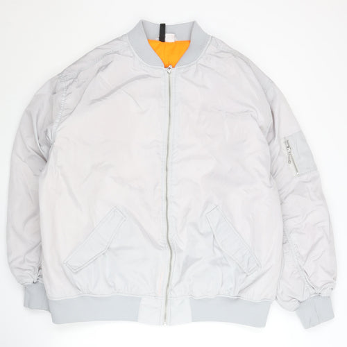 H&M Divided Women’s Grey Bomber Jacket Size 12 Polyester Zip Casual