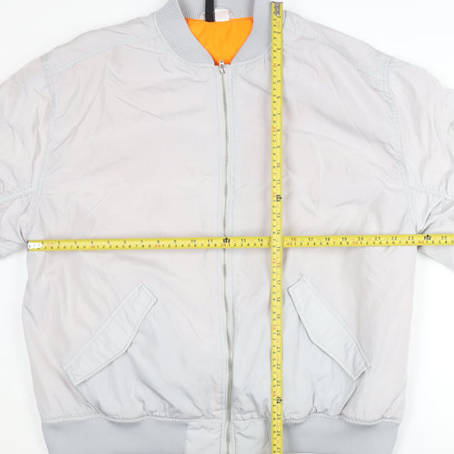 H&M Divided Women’s Grey Bomber Jacket Size 12 Polyester Zip Casual