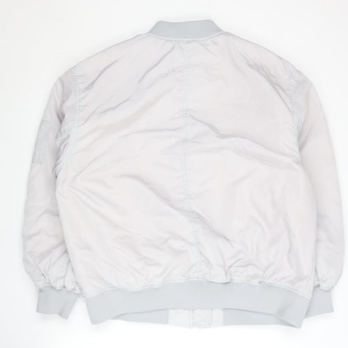 H&M Divided Women’s Grey Bomber Jacket Size 12 Polyester Zip Casual