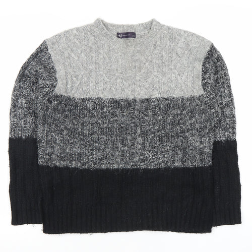 Marks and Spencer Womens Grey Pullover Jumper S Wool Blend Knit