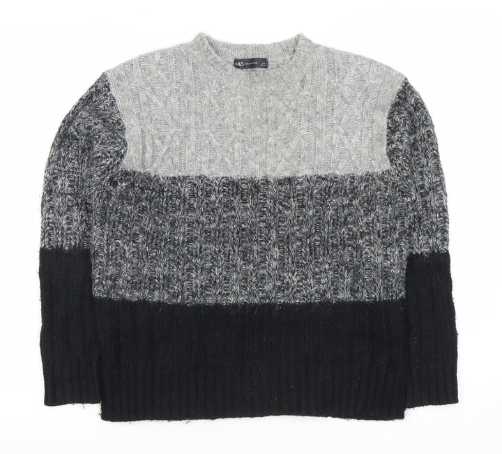 Marks and Spencer Womens Grey Pullover Jumper S Wool Blend Knit