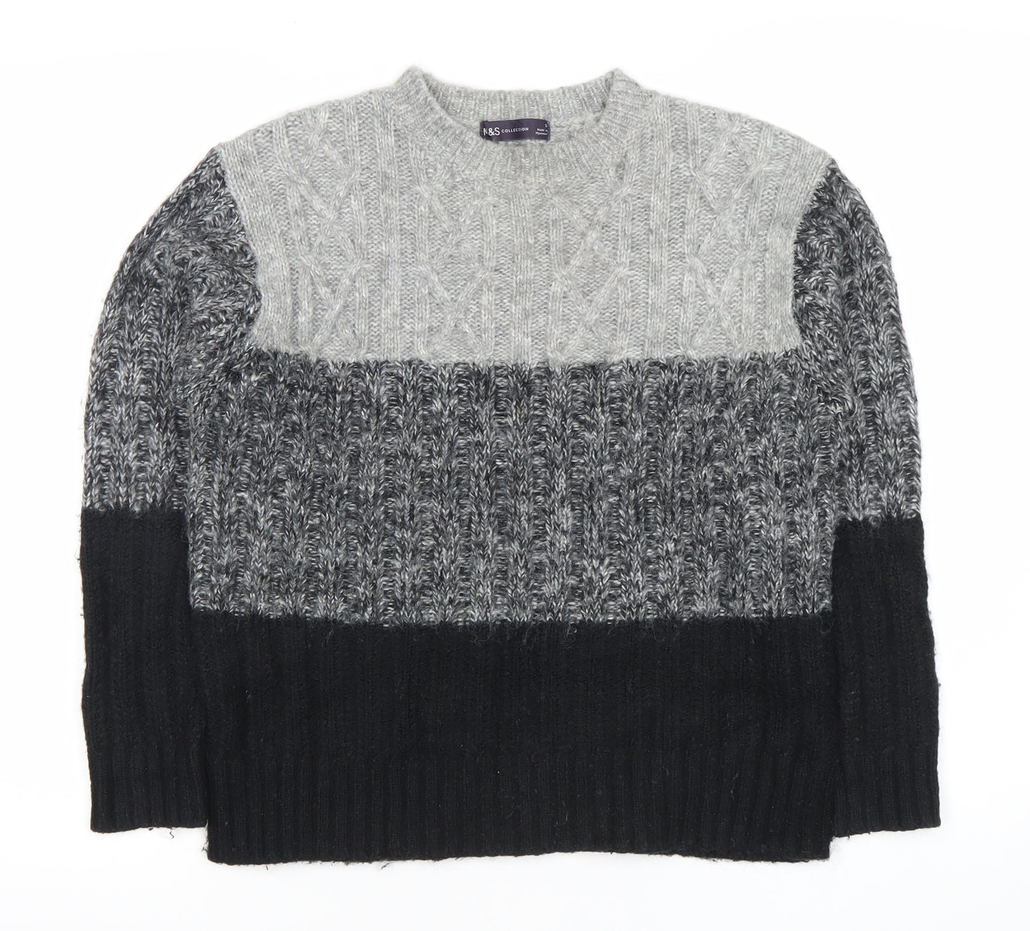 Marks and Spencer Womens Grey Pullover Jumper S Wool Blend Knit