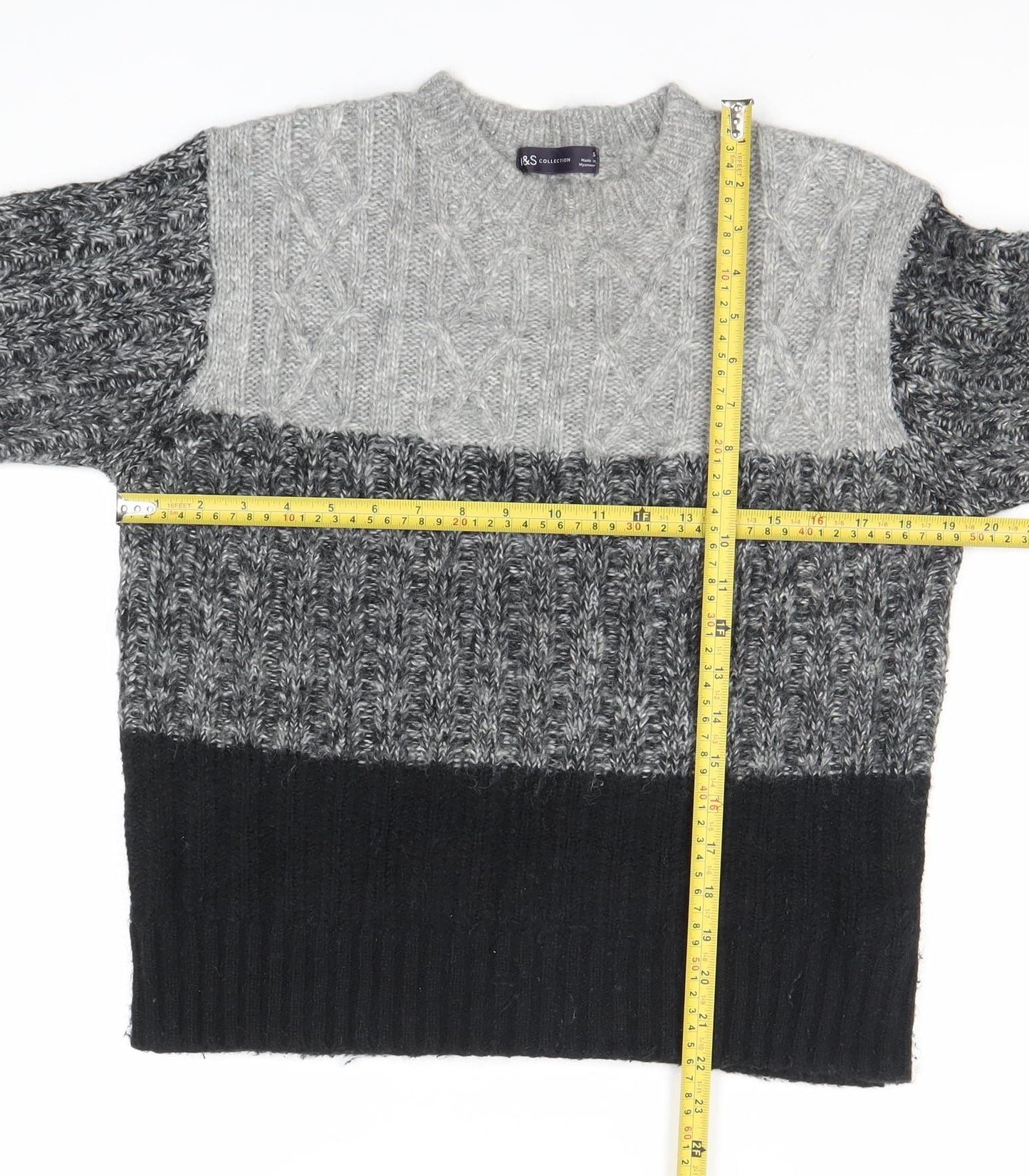 Marks and Spencer Womens Grey Pullover Jumper S Wool Blend Knit