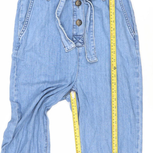 Denim Co. Women's Blue Denim Jumpsuit Size 4 Short Sleeve Belted