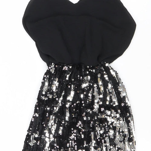 Boohoo Womens Black Size 6 Sequin Strappy Bodycon Party Dress