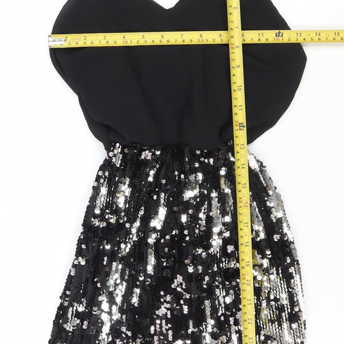 Boohoo Womens Black Size 6 Sequin Strappy Bodycon Party Dress