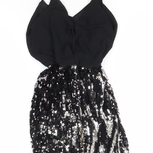 Boohoo Womens Black Size 6 Sequin Strappy Bodycon Party Dress