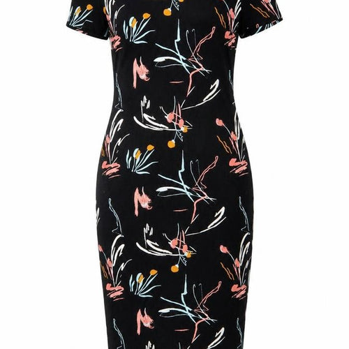 LIMITED EDITION Women's Black Multicolour Floral Sheath Dress Size 8