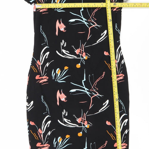 LIMITED EDITION Women's Black Multicolour Floral Sheath Dress Size 8