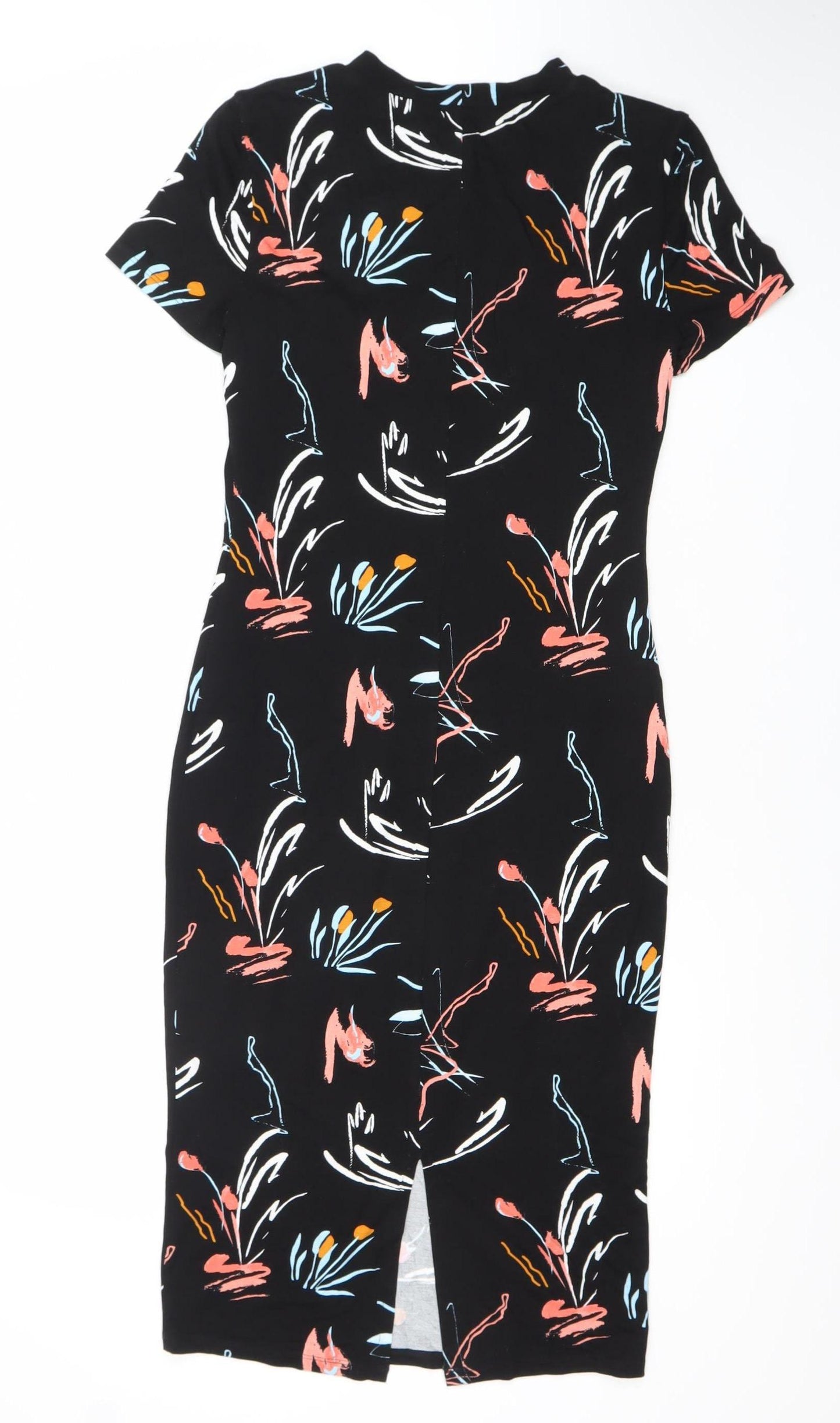 LIMITED EDITION Women's Black Multicolour Floral Sheath Dress Size 8