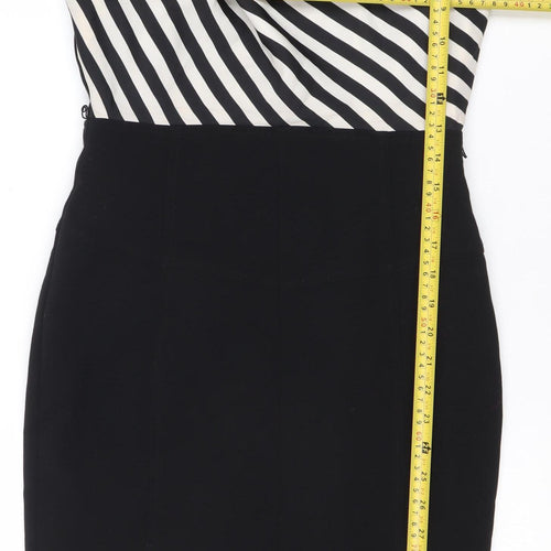 Oasis Women’s Black White Striped Sheath Dress Size 8 Sleeveless