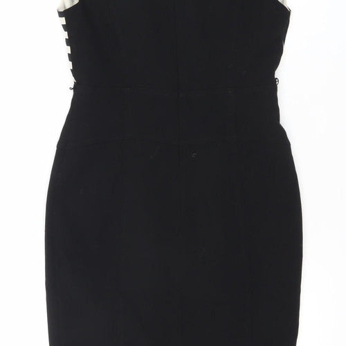 Oasis Women’s Black White Striped Sheath Dress Size 8 Sleeveless
