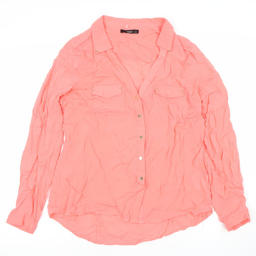 Oasis Women’s Pink Button-Up Shirt Size 14 Long Sleeve Viscose