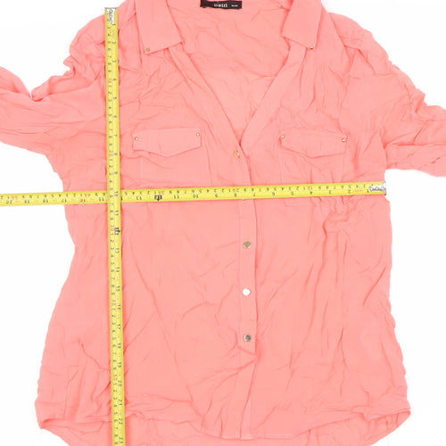 Oasis Women’s Pink Button-Up Shirt Size 14 Long Sleeve Viscose