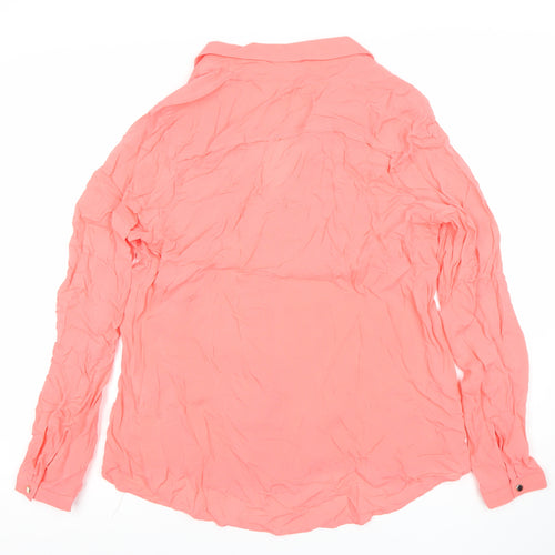 Oasis Women’s Pink Button-Up Shirt Size 14 Long Sleeve Viscose