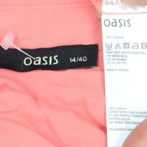 Oasis Women’s Pink Button-Up Shirt Size 14 Long Sleeve Viscose