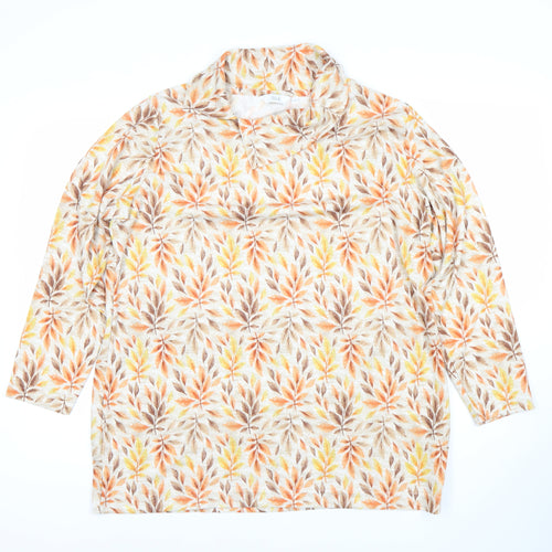 ISLE Womens Multicoloured Floral Tunic Roll Neck Blouse L 3/4 Sleeve