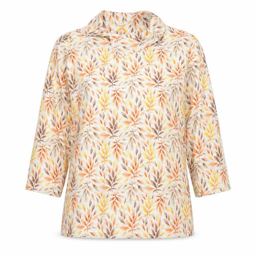 ISLE Womens Multicoloured Floral Tunic Roll Neck Blouse L 3/4 Sleeve