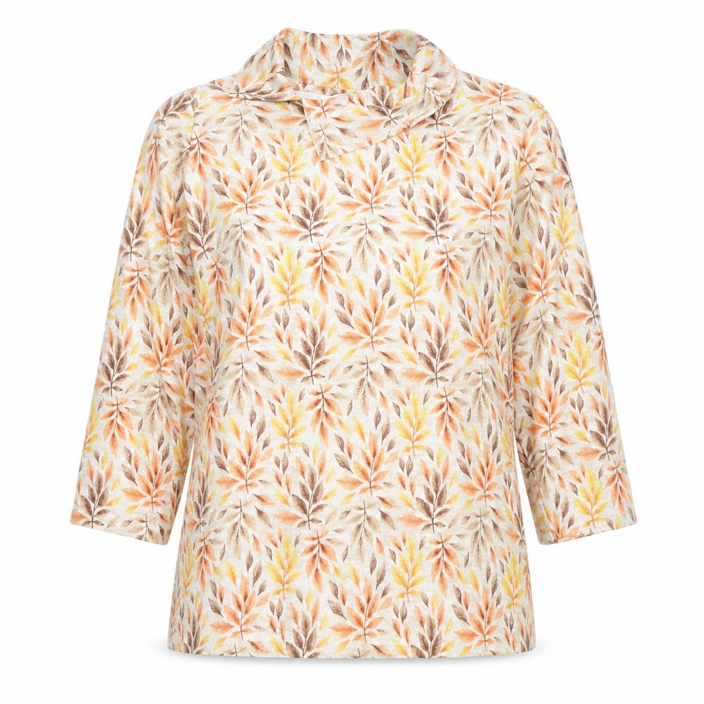 ISLE Womens Multicoloured Floral Tunic Roll Neck Blouse L 3/4 Sleeve