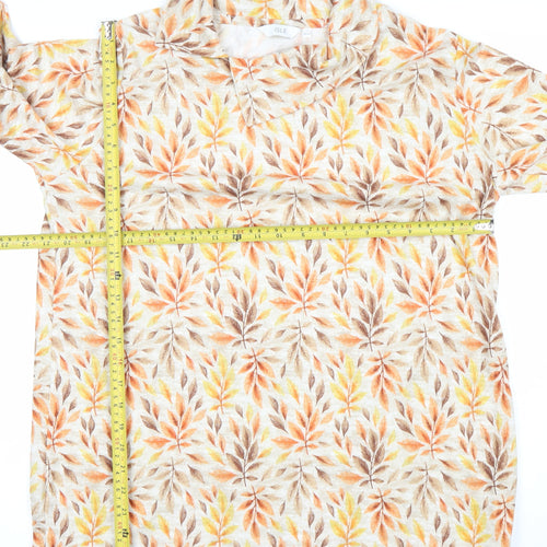 ISLE Womens Multicoloured Floral Tunic Roll Neck Blouse L 3/4 Sleeve