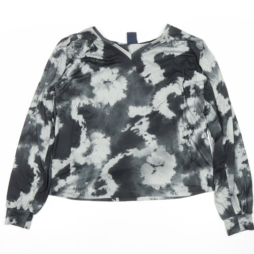 Luxzuz Women’s Multicoloured Tie Dye V-Neck Long Sleeve Tunic Blouse Size M