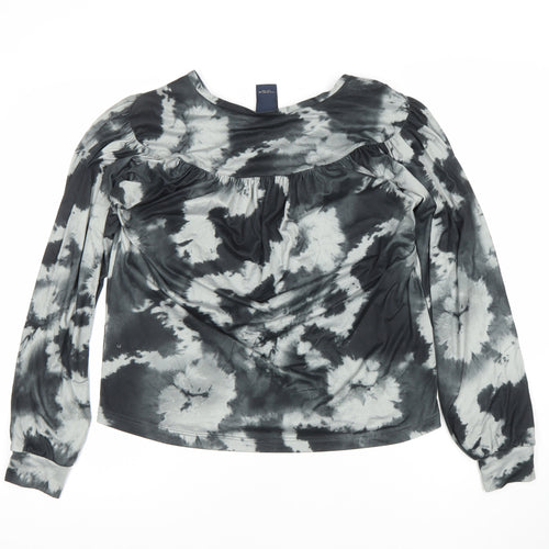 Luxzuz Women’s Multicoloured Tie Dye V-Neck Long Sleeve Tunic Blouse Size M