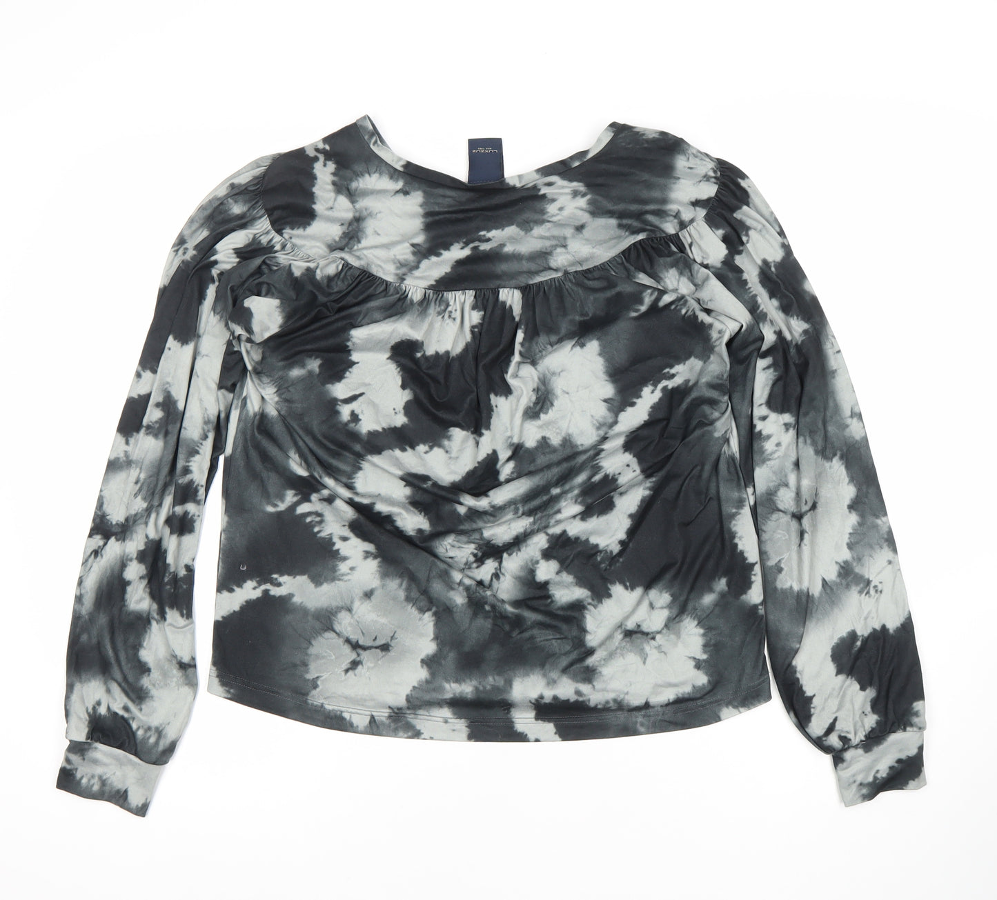 Luxzuz Women’s Multicoloured Tie Dye V-Neck Long Sleeve Tunic Blouse Size M