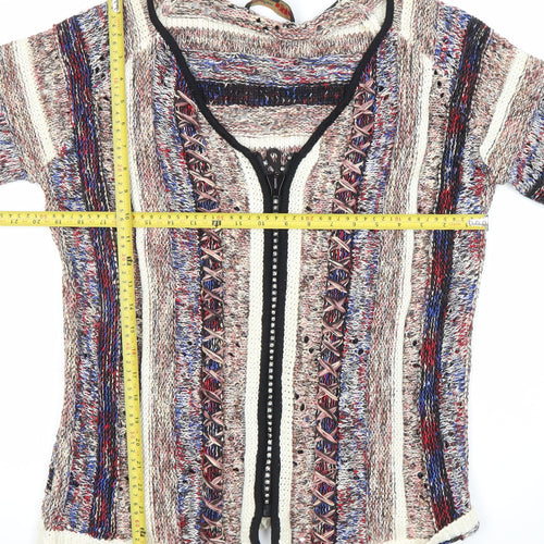 Stephen Womens Multicoloured 2XL Knit Cardigan Jumper V-Neck Zip