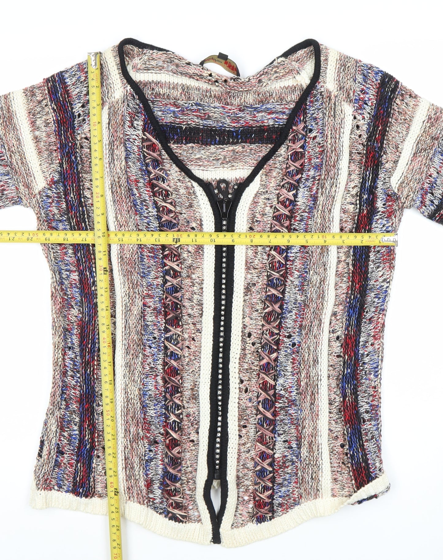 Stephen Womens Multicoloured 2XL Knit Cardigan Jumper V-Neck Zip