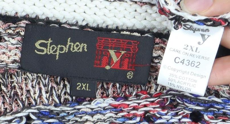 Stephen Womens Multicoloured 2XL Knit Cardigan Jumper V-Neck Zip
