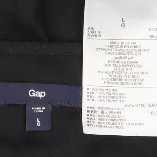 Gap Womens Black Wrap Blouse Size L Short Sleeve V-Neck Satin
