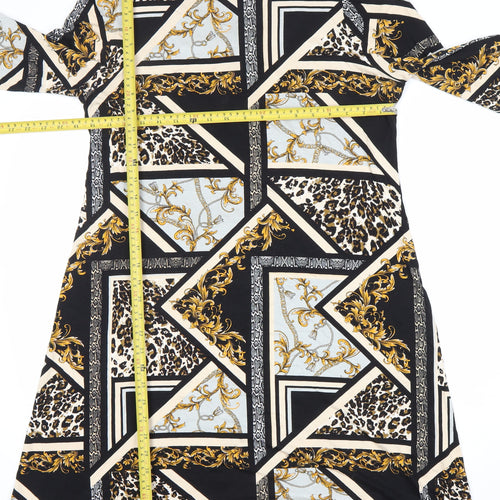 Wallis Women’s Multicoloured Shift Dress Size 14 Long Sleeve