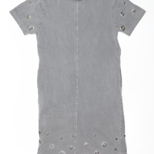 Label Lab Women’s Grey Size 8 Studded T-Shirt Dress Short Sleeve