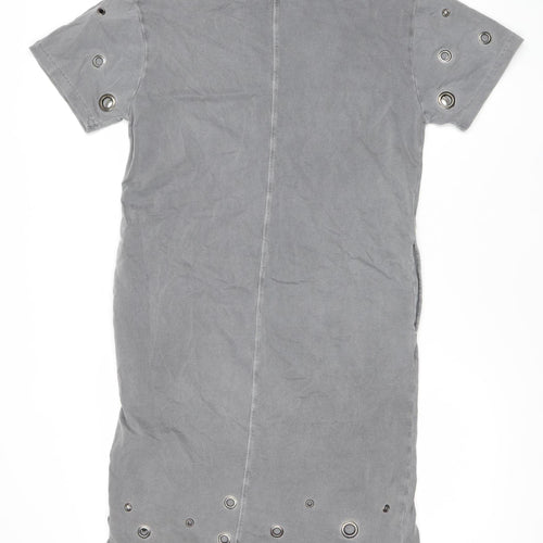 Label Lab Women’s Grey Size 8 Studded T-Shirt Dress Short Sleeve