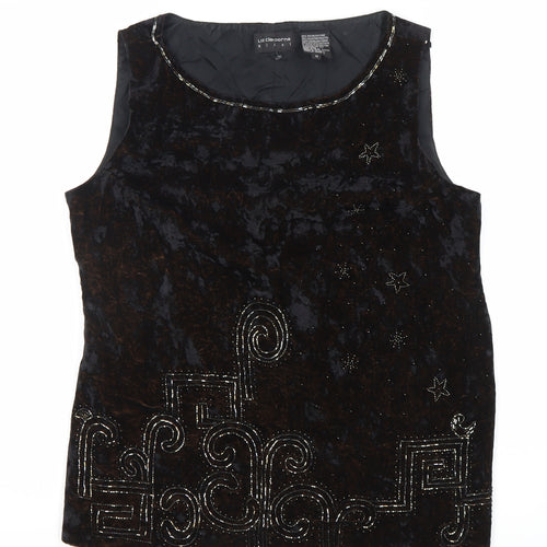 Liz Claiborne Women’s Black Velvet Beaded Tunic Blouse Size 10