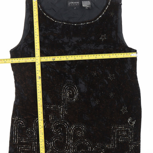 Liz Claiborne Women’s Black Velvet Beaded Tunic Blouse Size 10