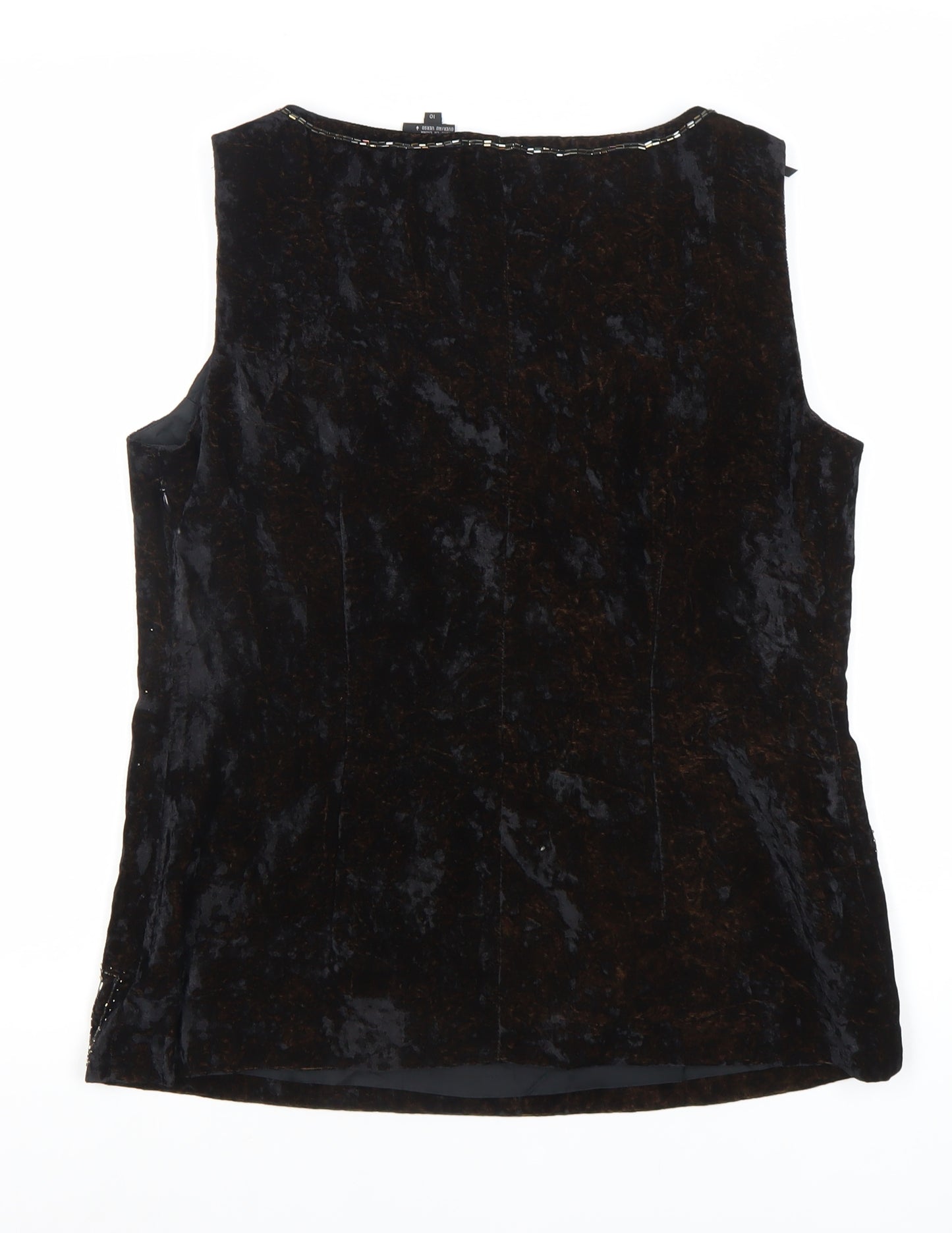 Liz Claiborne Women’s Black Velvet Beaded Tunic Blouse Size 10