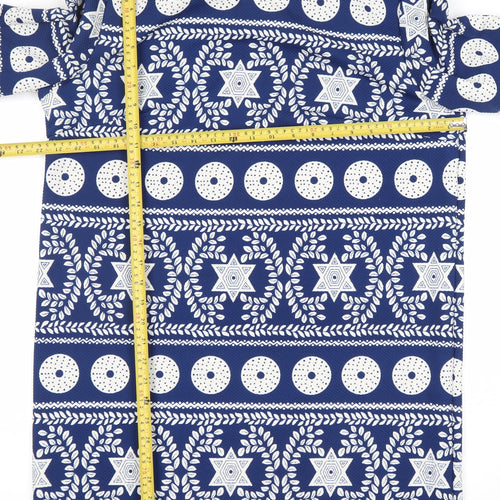 Collection London Women’s Blue Geometric Shift Dress Size 18