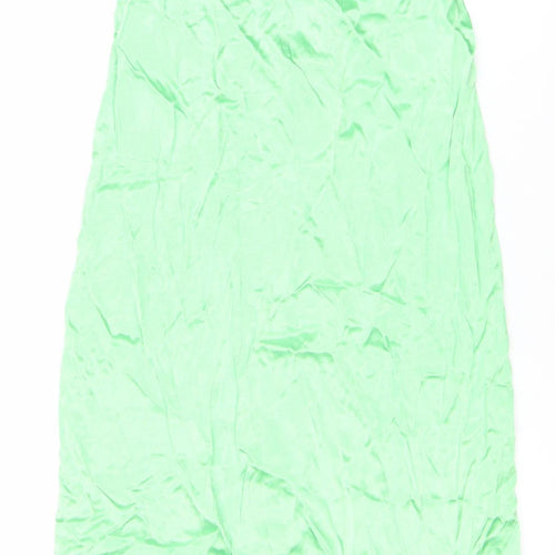Zara Women Green Halter Neck Long Slip Dress Size 2 Viscose