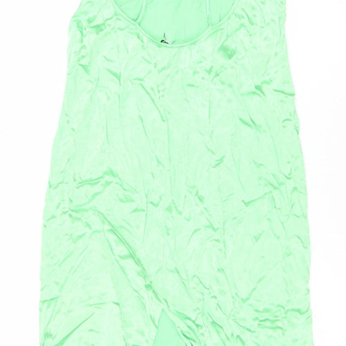 Zara Women Green Halter Neck Long Slip Dress Size 2 Viscose