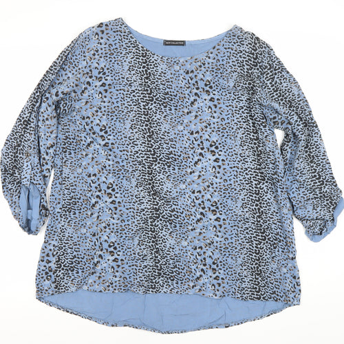 New Collection Women’s Blue Animal Print Viscose Blouse Size 8